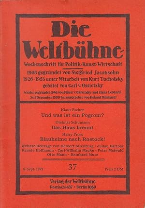 Die Weltbühne. Wochenschrift für Politik, Kunst, Wirtschaft. 87. Jhrg., XLVII, Nr. 37 vom 8. Sept...