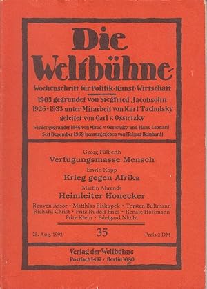 Die Weltbühne. Wochenschrift für Politik, Kunst, Wirtschaft. 87. Jhrg., XLVII, Nr. 35 vom 25. Aug...