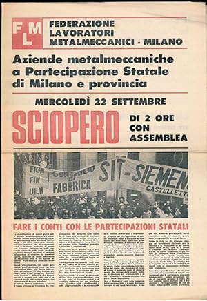 Federazione lavoratori metalmeccanici - Milano [foglio di sciopero]