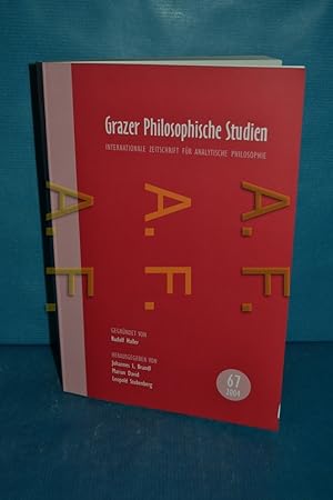 Bild des Verkufers fr Grazer philosophische Studien : internationale Zeitschrift fr analytische Philosophie // Grazer philosophische Studien 67, 2004 zum Verkauf von Antiquarische Fundgrube e.U.