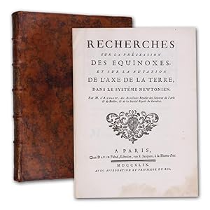 Seller image for Recherches sur la prcession des equinoxes, et sur la nutation de l'axe de la terre, dans le systme newtonien. for sale by Antiquariat Gerhard Gruber