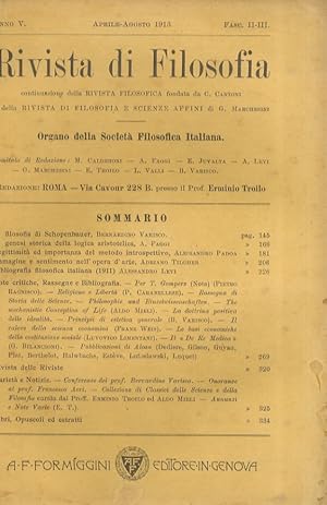 Rivista di Filosofia, continuazione della Rivista Filosofica fondata da C. Cantoni e della Rivist...