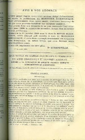 Bild des Verkufers fr Le moniteur scientifique : journal des sciences pures et appliques n 575 - Emploi nouveau des sulfures alcalins dans la purification des acides chlorhydrique et sulfurique arsenicaux destins a la prparation de quelques produits chimiques mdicamenteux zum Verkauf von Le-Livre