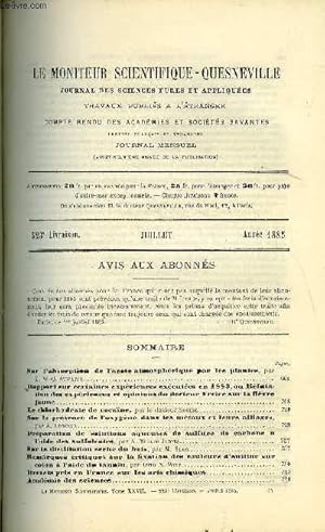 Bild des Verkufers fr Le moniteur scientifique : journal des sciences pures et appliques n 523 - Sur l'absorption de l'azote atmosphriques par les plantes par M.W.O. Atwater, Rapport sur certaines expriences excuts en 1883, ou Rfutation des expriences et opinions zum Verkauf von Le-Livre