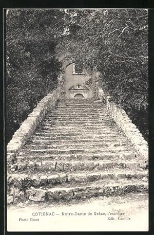 Carte postale Cotignac, Notre Dame de Graces, l`escalier