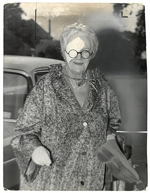 An original press photo of Lady Clementine Churchill wearing an eyepatch, published on 1 Septembe...