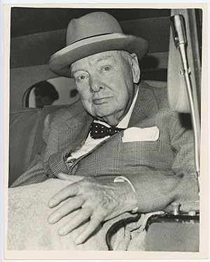 An original press photo of Sir Winston S. Churchill after arrival at London Airport on 4 Septembe...