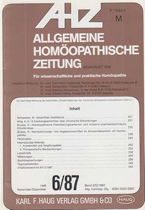 Seller image for Heft 6 / 87. AHZ. Allgemeine Homopathische Zeitung. Band 232. for sale by Fundus-Online GbR Borkert Schwarz Zerfa