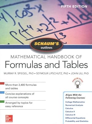 Imagen del vendedor de Schaum's Outlines Mathematical Handbook of Formulas and Tables a la venta por GreatBookPrices