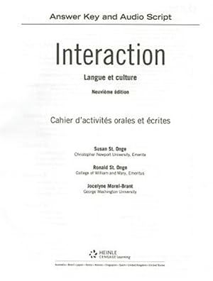Bild des Verkufers fr Interaction : Langue Et Culture -Language: French zum Verkauf von GreatBookPrices