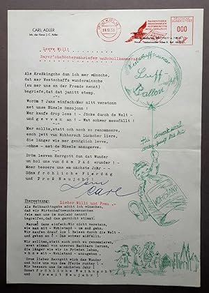Konvolut Firma Fahnen Adler Köln - humoristische und zeitkritische Gedichten Carl Adlers auf Köls...