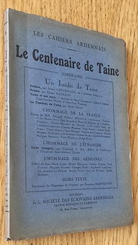 Bild des Verkufers fr Les cahiers ardennais. Le centenaire de Taine. zum Verkauf von Les Livres du Pont-Neuf