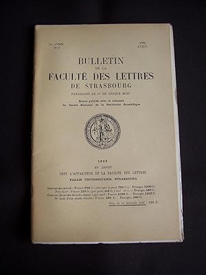 Bulletin de la faculté des lettres de Strasbourg - N°7 Avril 1956
