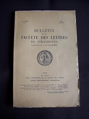 Bulletin de la faculté des lettres de Strasbourg - N°1 Octobre 1956