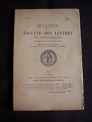 Bulletin de la faculté des lettres de Strasbourg - N°1 Octobre 1955