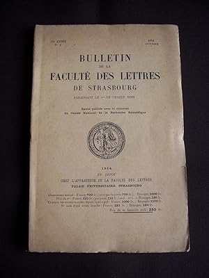 Bulletin de la faculté des lettres de Strasbourg - N°1 Octobre 1954