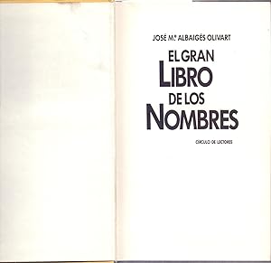 Imagen del vendedor de EL GRAN LIBRO DE LOS NOMBRES a la venta por Libreria 7 Soles