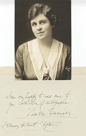Seller image for Autograph note signed and dated February 16, 1915, together with a bust-length Mishkin photograph of the American soprano for sale by J & J LUBRANO MUSIC ANTIQUARIANS LLC