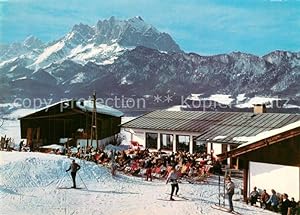 Postkarte Carte Postale St Johann Tirol Bergbahn Mitttelstation Restaurant Cafe Sommerer Winter