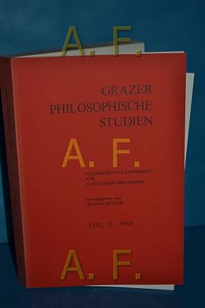 Immagine del venditore per Grazer philosophische Studien : internationale Zeitschrift fr analytische Philosophie // Grazer philosophische Studien 21, 1984 venduto da Antiquarische Fundgrube e.U.