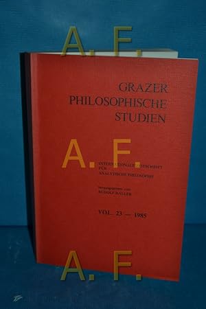 Immagine del venditore per Grazer philosophische Studien : internationale Zeitschrift fr analytische Philosophie // Grazer philosophische Studien 23, 1985 venduto da Antiquarische Fundgrube e.U.