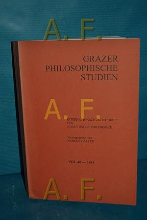 Bild des Verkufers fr Grazer philosophische Studien : internationale Zeitschrift fr analytische Philosophie // Grazer philosophische Studien 48, 1994 zum Verkauf von Antiquarische Fundgrube e.U.