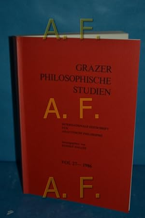 Bild des Verkufers fr Grazer philosophische Studien : internationale Zeitschrift fr analytische Philosophie // Grazer philosophische Studien 27, 1986 zum Verkauf von Antiquarische Fundgrube e.U.