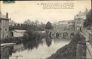 Ansichtskarte / Postkarte Sedan Ardennes, Sport nautique, canal du moulin et le Pont de Soissons
