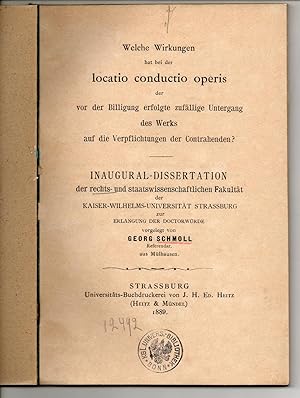 Welche Wirkungen hat bei der locatio conductio operis der vor der Billigung erfolgte zufällige Un...