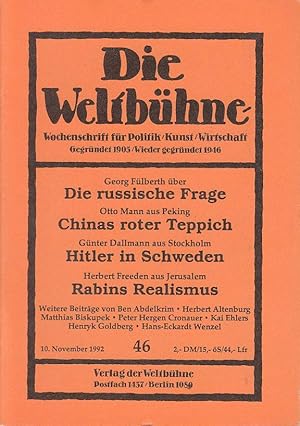 Die Weltbühne. Wochenschrift für Politik, Kunst, Wirtschaft. 87. Jhrg., XLVII, Nr. 46 vom 10. Nov...