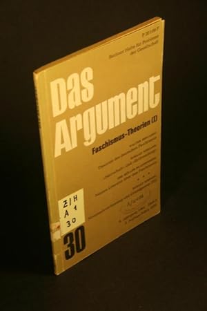 Bild des Verkufers fr Das Argument. Berliner Hefte fr Probleme der Gesellschaft. 30. Faschismus-Theorien 1. zum Verkauf von Steven Wolfe Books