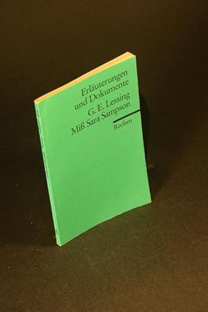 Bild des Verkufers fr Erluterungen und Dokumente: Gotthold Ephraim Lessing, Miss Sara Sampson. zum Verkauf von Steven Wolfe Books