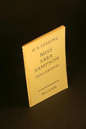 Image du vendeur pour Miss Sara Sampson: Ein Trauerspiel in 5 Aufzügen. mis en vente par Steven Wolfe Books
