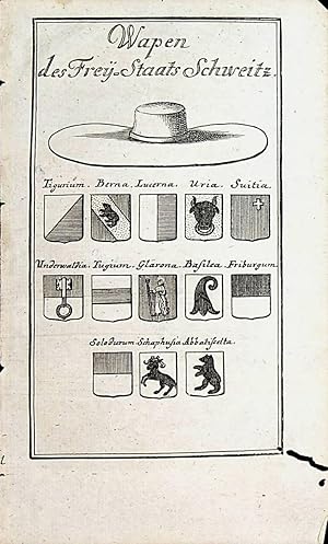 Wapen des Frey-Staats Schweitz ( Aus: Trier: Einleitung zu der Wapen-Kunst [Wappenkunst] 1744)