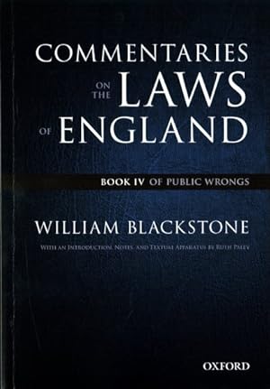 Immagine del venditore per Commentaries on the Laws of England : Of Public Wrongs venduto da GreatBookPrices