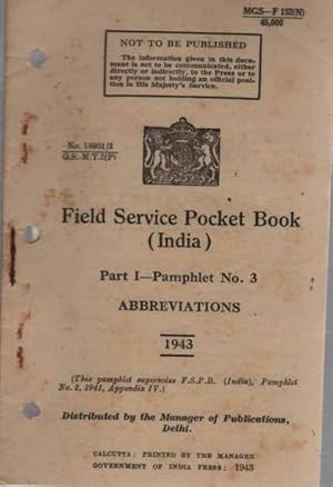 Field Service Pocket Book, Part 1, Pamphlet No 3, Abbreviations (India)