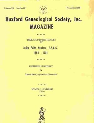 Huxford Genealogical Society, Inc. Magazine Vol XII, No 4, December 1985