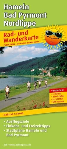 Hameln - Bad Pyrmont - Nordlippe: Rad- und Wanderkarte mit Ausflugszielen, Einkehr- & Freizeittip...