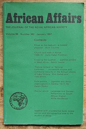 Seller image for African Affairs: The Journal of the Royal African Society: Volume 96 January 1997 Number 382 for sale by Shore Books