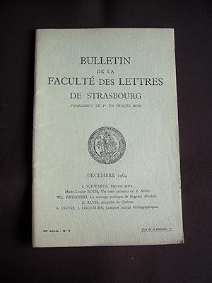 Bulletin de la faculté des lettres de Strasbourg - N°3 Décembre 1964