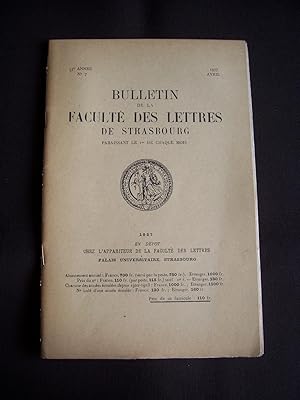 Bulletin de la faculté des lettres de Strasbourg - N°7 Avril 1957