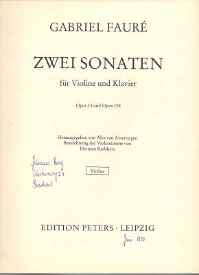 Violinsonaten. Zwei Sonaten für Violine und Klavier Opus 13 und Opus 108. Hrsg. von Alex van Amer...