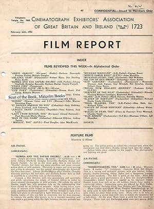 Film Report ( Film Reviews) Confidential for members only. No 1723 Feb 26th 1954 Cinematograph Ex...