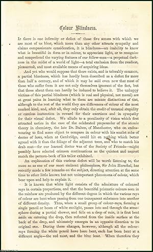 Immagine del venditore per Colour Blindness. An uncommon original article from the Cornhill Magazine, 1860. venduto da Cosmo Books