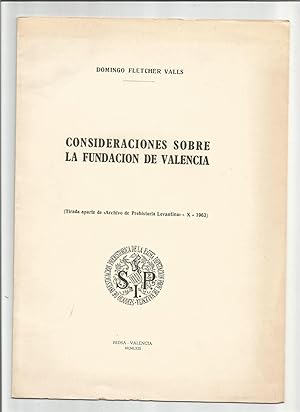 Seller image for Consideraciones sobre la fundacin de Valencia. for sale by Librera El Crabo