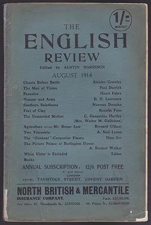 Immagine del venditore per The English Review, August 1914 (Includes "Chants Before Battle" by Aleister Crowley and the First publication of "The Prussian Officer" by D. H. Lawrence) venduto da Gates Past Books Inc.