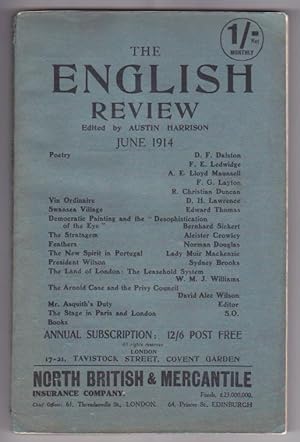 Image du vendeur pour The English Review, June 1914 (First publication of "The Stratagem" by Aleister Crowley, and "Vin Ordinaire" by D.H. Lawrence) mis en vente par Gates Past Books Inc.