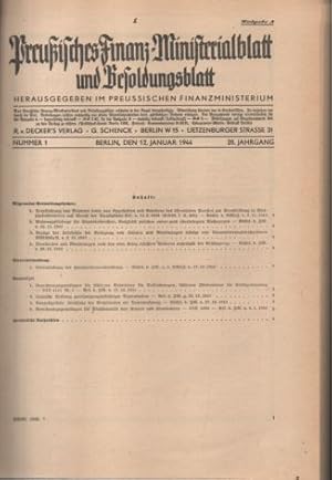 Preußisches Finanz-Ministerialblatt und Besoldungsblatt. Ausgabe A 28. Jahrgang 1944 Nr. 1 bis 13.