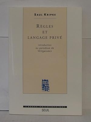 Image du vendeur pour Rgles et Langage priv. Introduction au paradoxe mis en vente par Librairie Albert-Etienne