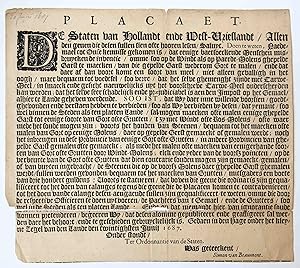 Pamphlet. Placaet. De Staten van Hollandt ende West-Vrieslandt [] dat eenige baetsoeckende mensc...